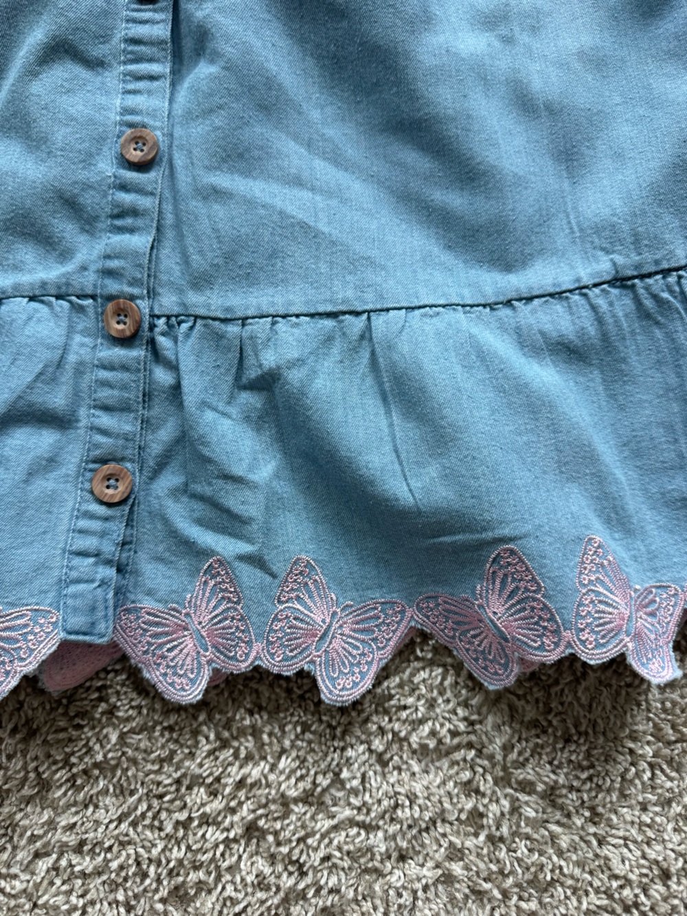 Girls Blue Chambray denim Butterfly Dress sleeveless Size 8 Button Front - Picture 5 of 7